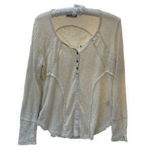 Knox Rose Women’s Long Sleeve knitted Shirt, Cream Color, Lace Detail Size 1X